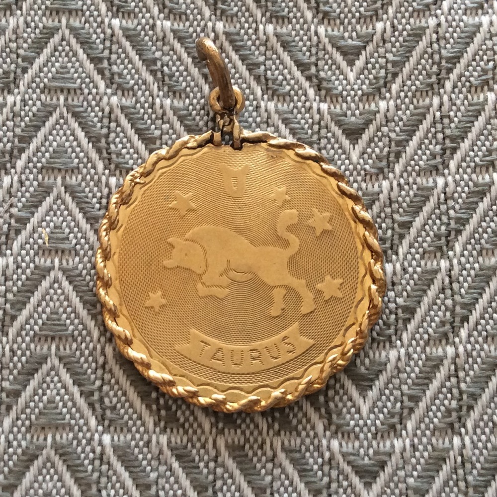 Taurus Zodiac pendant round pendant Astrological sign Taurus gold plated penda
